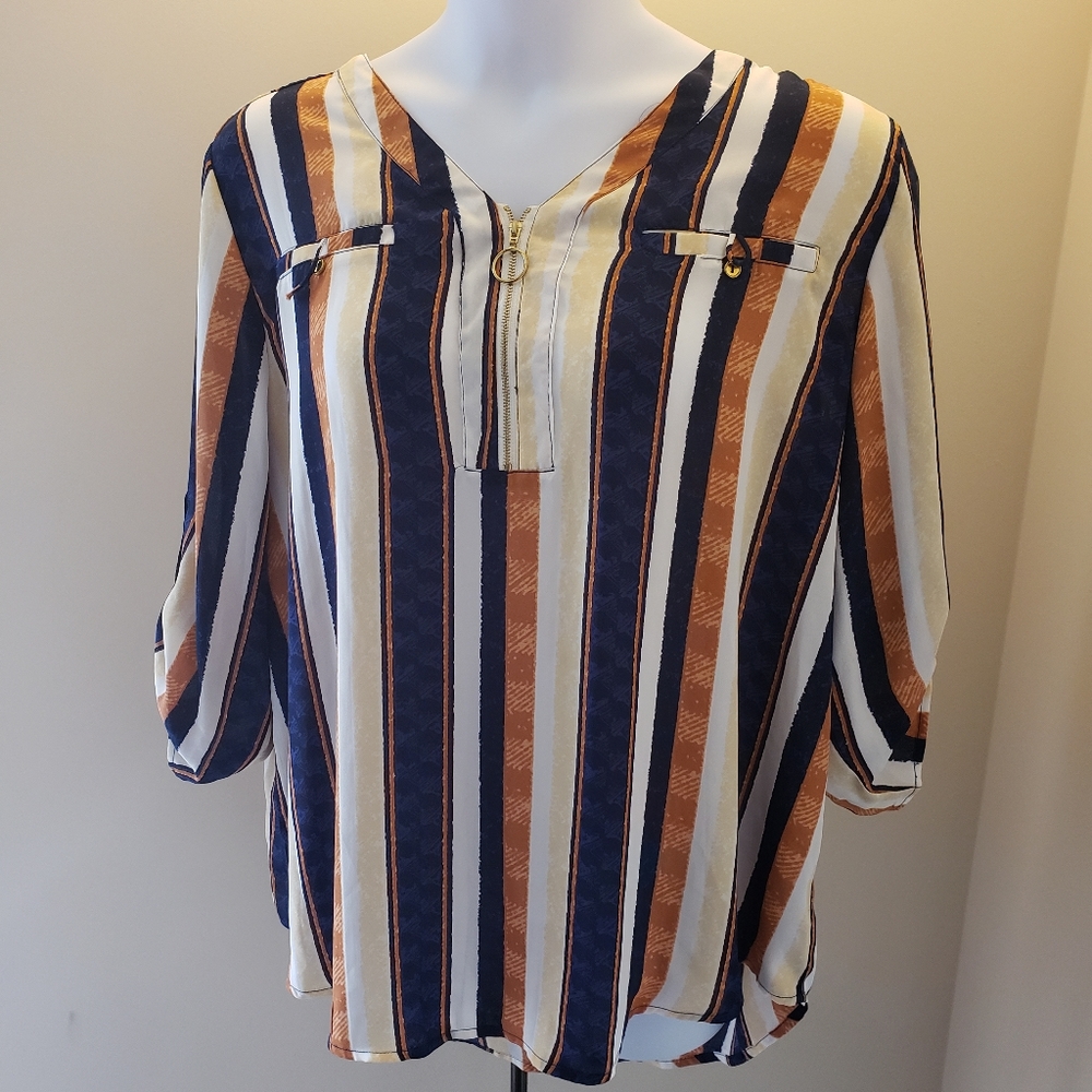 Striped multicolored mid-sleeve shirt
